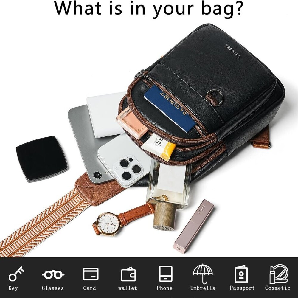 Comfortable Adjustable Vegan Leather Crossbody Ba… - image 7